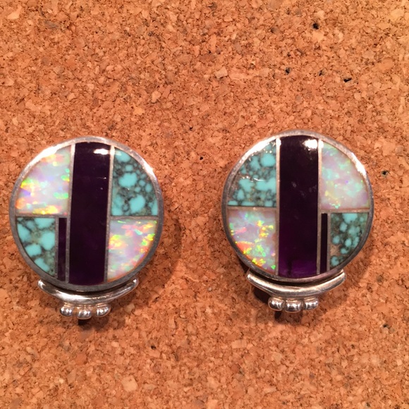 DAVID ROSALES Vintage Opal Sugilite Turquoise Post - Picture 2 of 7